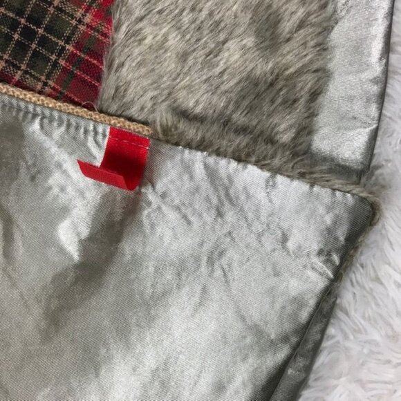 Valery Madelyn 48" Red/Black Tartan Linen Blend Bronze Christmas Tree Skirt - Picture 13 of 14